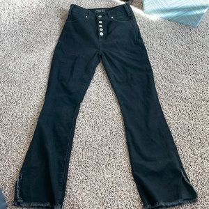 Black High Rise Ankle Flare Jeans